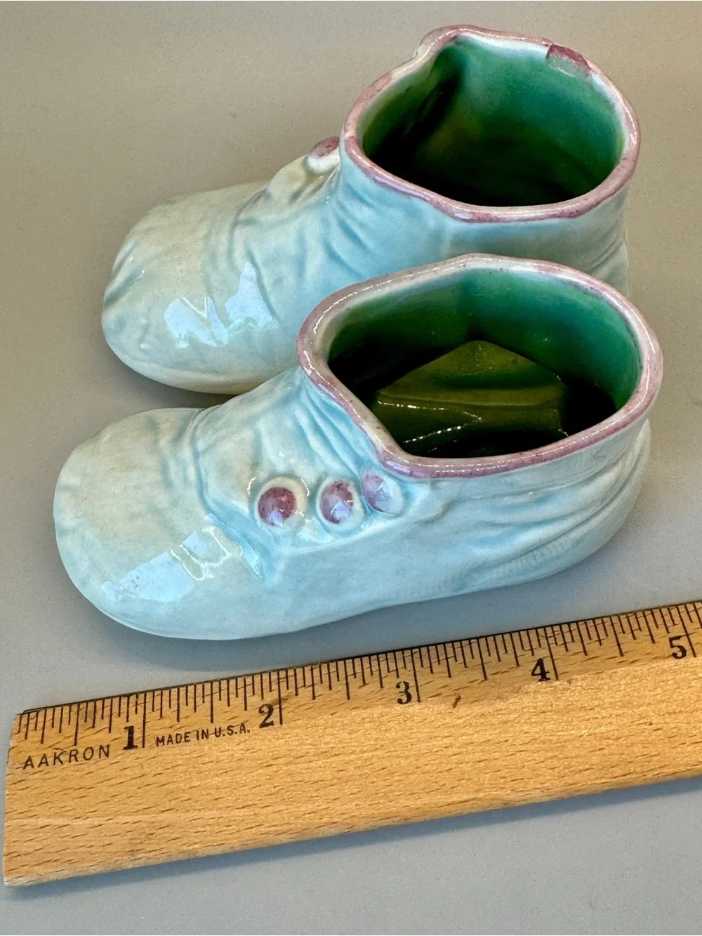 Vintage Ceramic Baby Shoe Planters - Pastel Blue Pair and Pink Single, ca. 1950